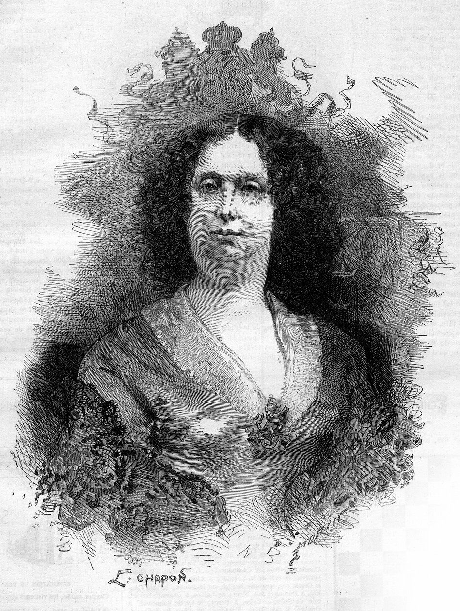 Portræt af Sophie Frederique Mathilde af Württemberg (1818-1877), dronning af Holland. Indgravering i "" Le Monde Illustré"" nr. 1053 af 16. juni 1877. af French School