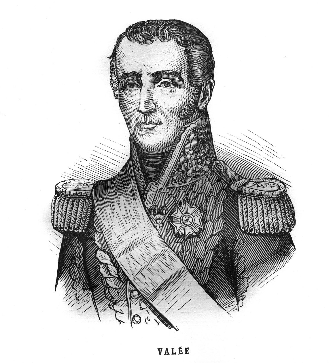 Portræt af Sylvain Charles, Grev Valee (1773-1846), marskal af Frankrig. Indgravering i “Les Illustrations De L