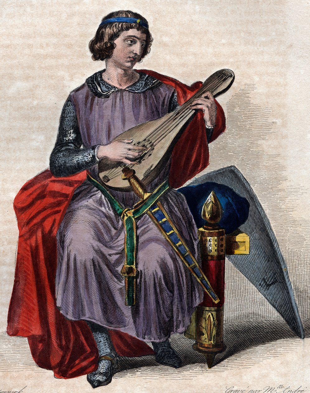 Portræt af Theobald I (1201-1253), greve af Champagne (som Theobald IV) fra fødslen og konge af Navarra fra 1234. af French School