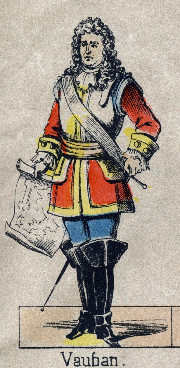 Portræt af Vauban Sebastien the Prestre (1633-1707), marechal fra Frankrig. Billede af Epinal fra slutningen af det 19. århundrede. Privat samling. af French School
