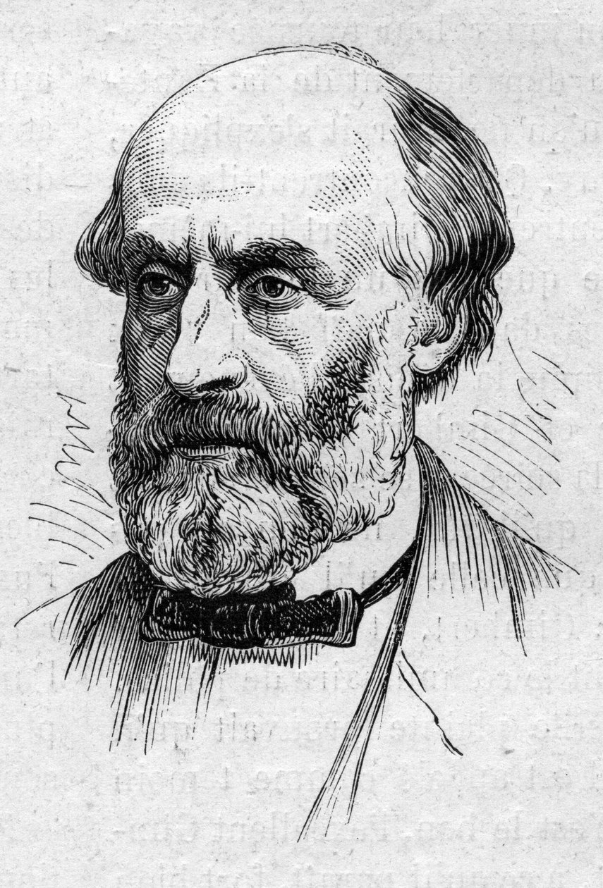 Portræt af Victor de Laprade (1812-1883), fransk digter og akademiker. Indgravering i "" Le Monde Illustré"" nr. 883 af 14. marts 1874. af French School
