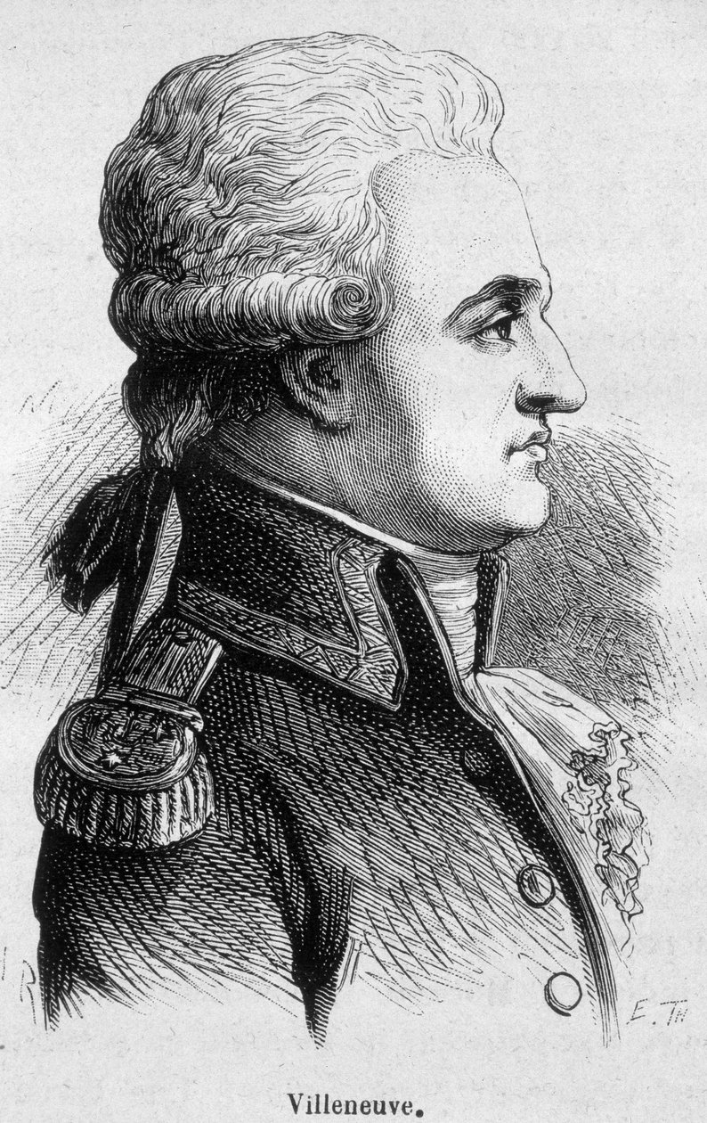 Portræt af Villeneuve, fransk admiral (1763 - 1806), han begyndte slaget ved Trafalgar, som var en katastrofe, og begik derefter selvmord - i "" L