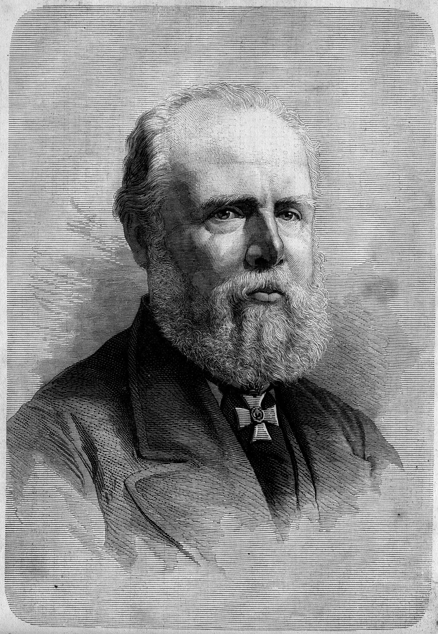 Portræt af Vilhelm III (1817-1890), konge af Holland. Indgravering i "" Le Monde Illustré"" nr. 1139 af 25. januar af French School