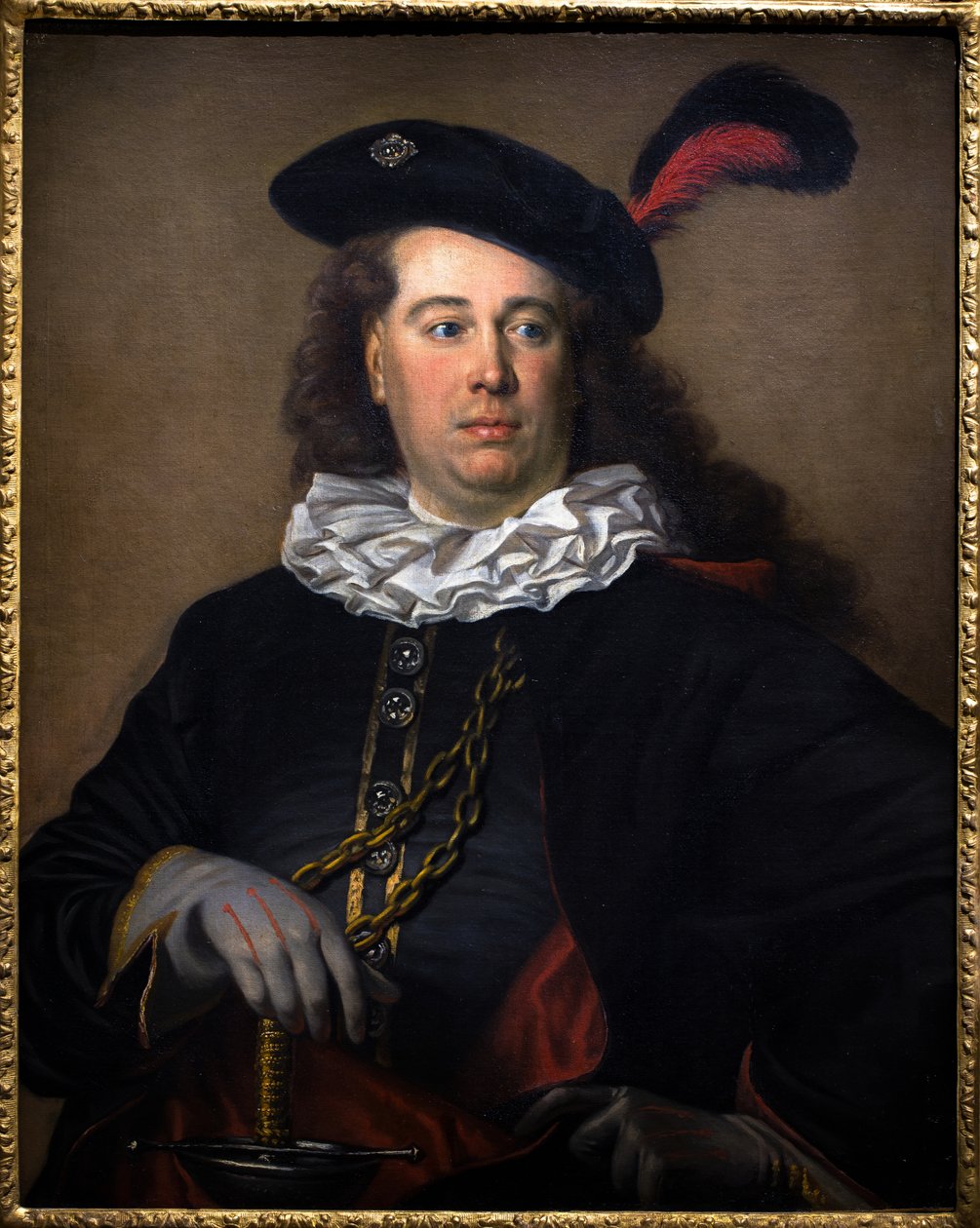 Portræt af en skuespiller eller en mand i maskeradekostume, ca. 1785 af French School