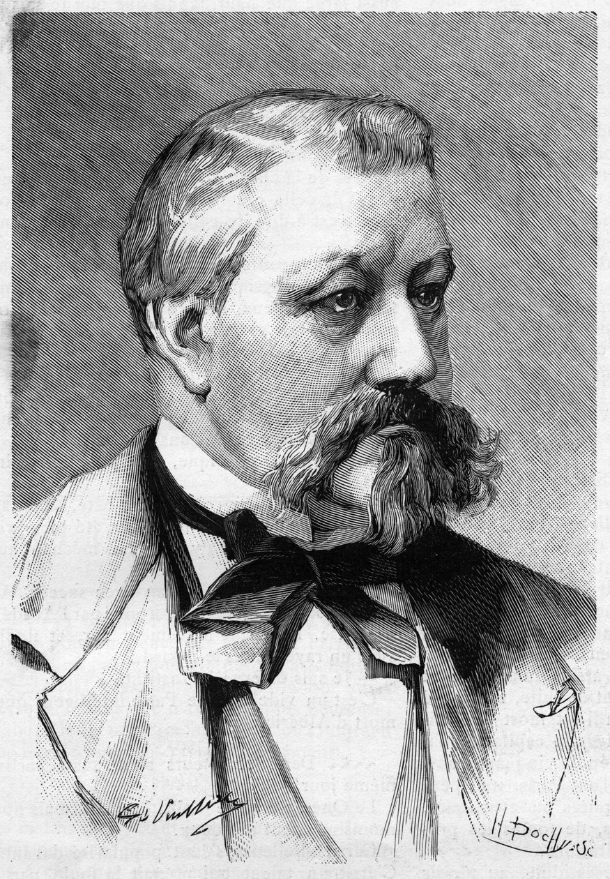 Portræt af journalist og romanforfatter Alberic Second decede i 1887, i Le Monde Illustré. af French School