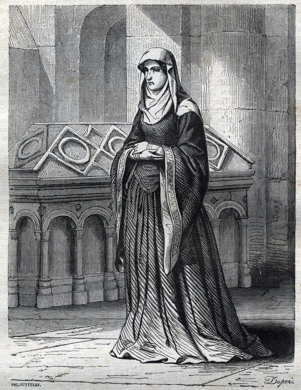 Portræt af den benediktinerske nonne, der ville have været elskerinde og søster til pave Gregoire XII og mor til Eugene IV (Gabriele Condulmer 1383-1447). Indgravering i "" Pavernes historie (...) Dronningkongens og kejsernes forbrydelser gennem århundrede af French School