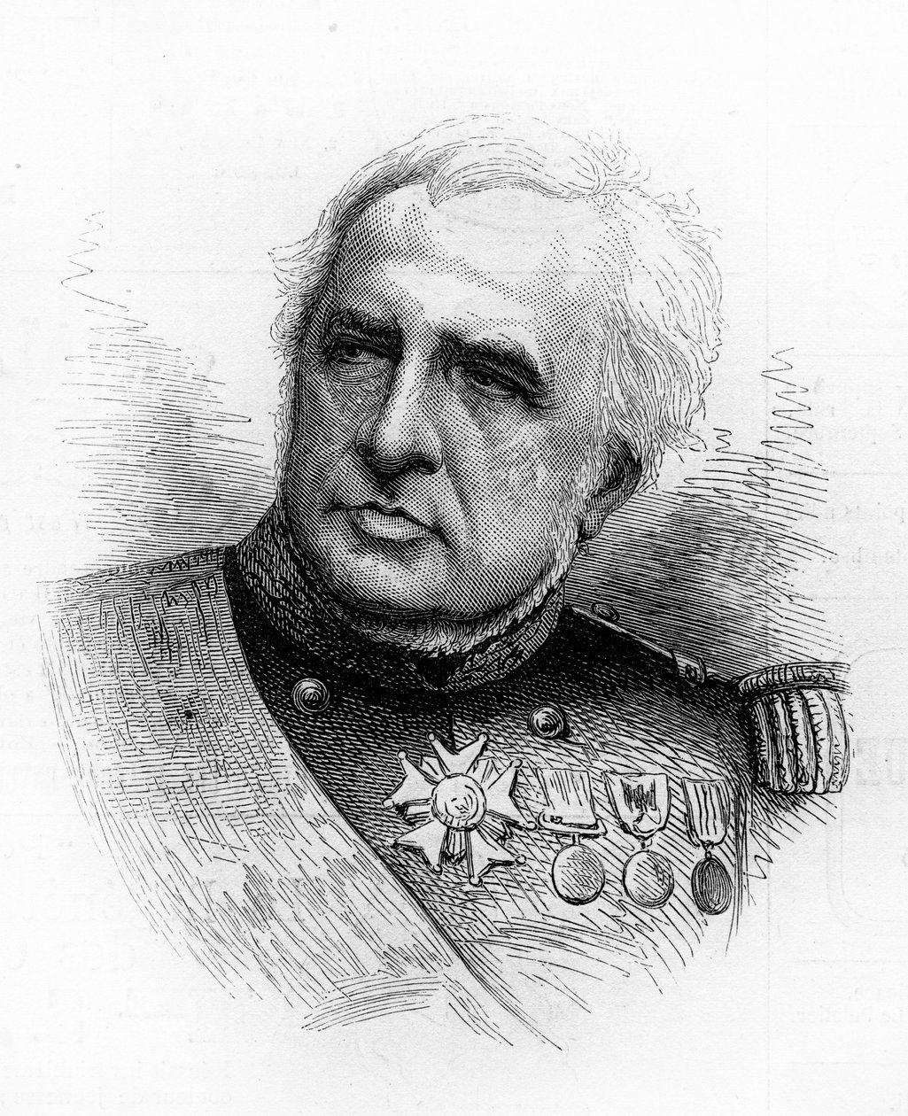 Portræt af den franske admiral Camille Adlbert Marie de la Ronciere le Noury ​​(1816-1881). Indgravering i "" Le Monde Illustré"" nr. 1260 af 21. maj 1881. af French School