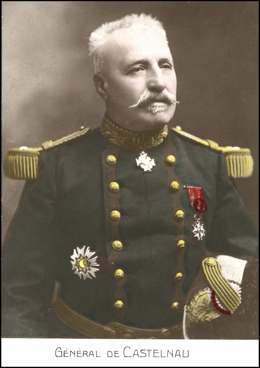 Portræt af den franske general Noel Edouard de Curieres de Castelnau (1851-1944). sd postkort fra det 20. århundrede. af French School
