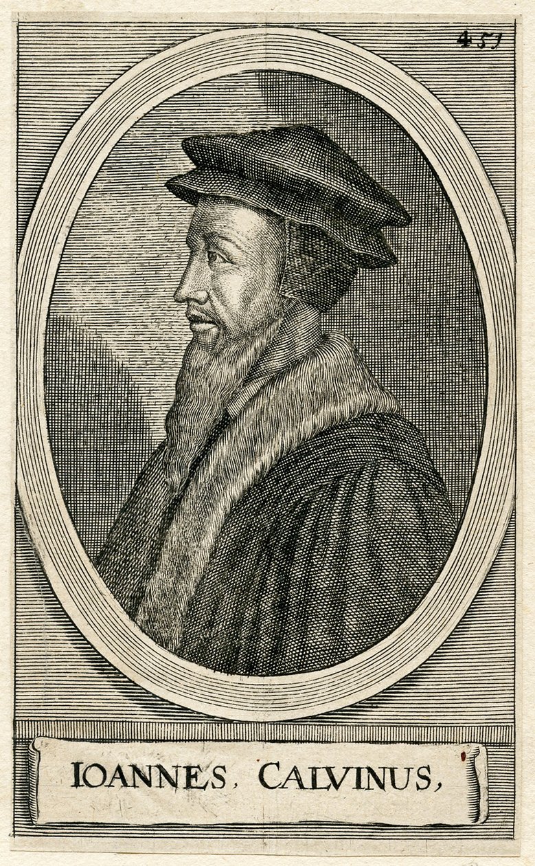 Portræt af den franske teolog John Calvin (stik) af French School