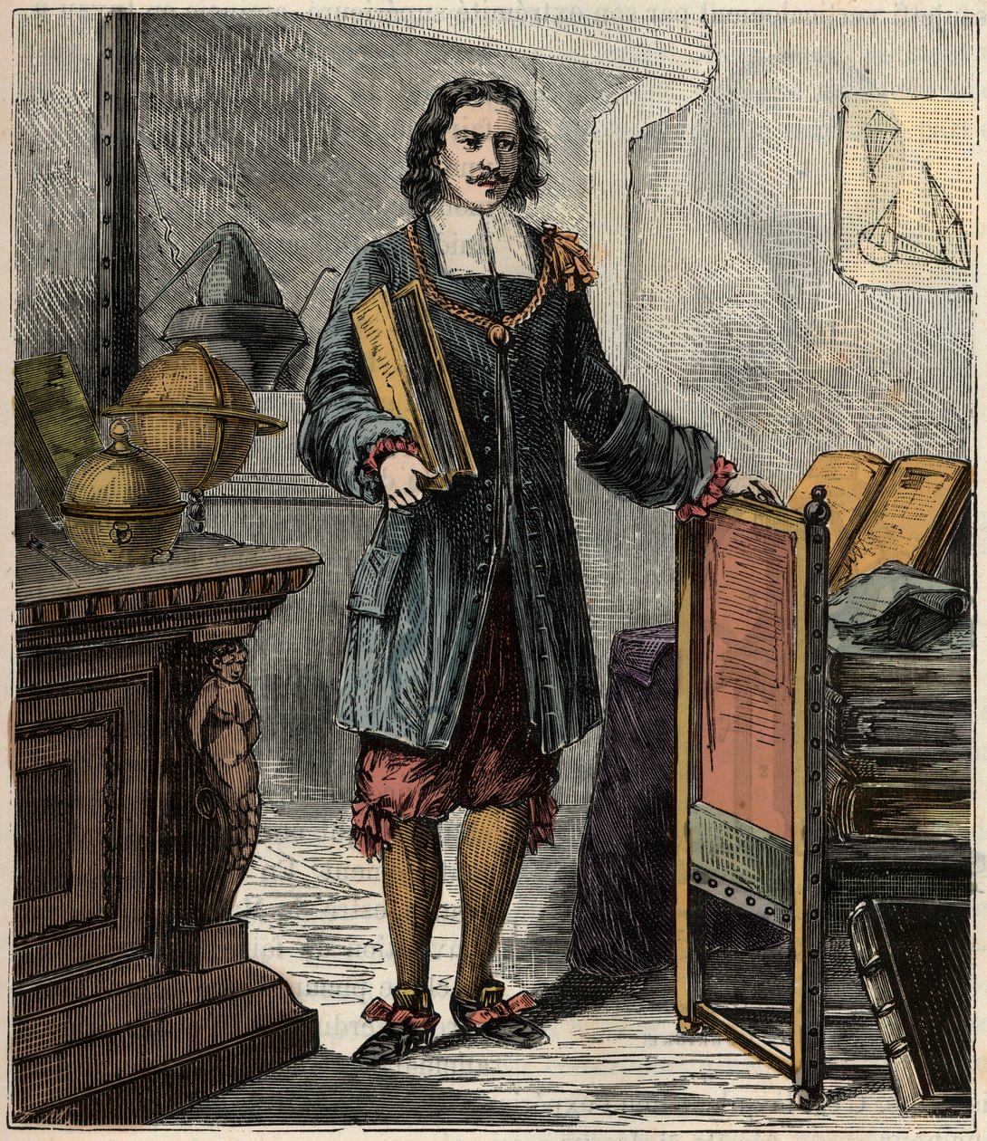 Portræt af den tyske ingeniør og fysiker Otto von Guericke (1602-1686) - Portræt af Otto von Guericke (Otto de Guericke af French School