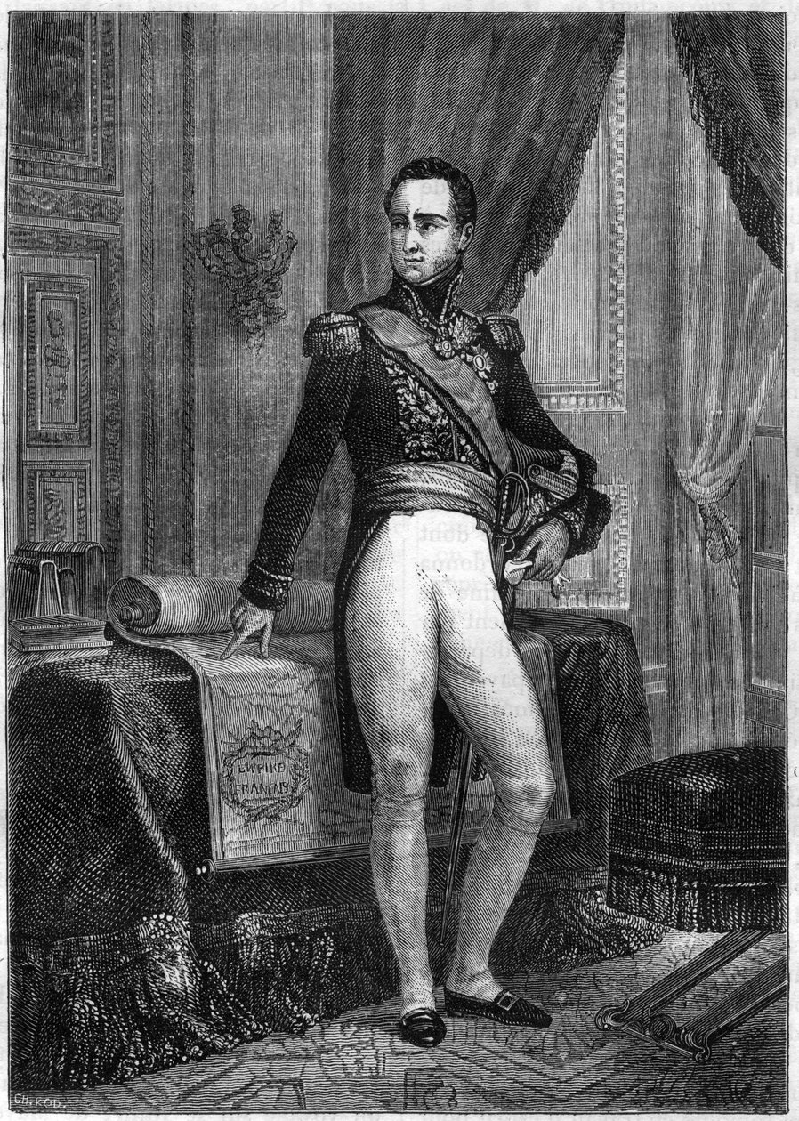 Portræt af Marquis de Caulaincourt (1773-1827), hertug af Vicenza (Vicenza), fransk general og diplomat - i "Imperiets historie efter konsulatets historie"" af Adolphe Thiers - 1879 - privat samling af French School