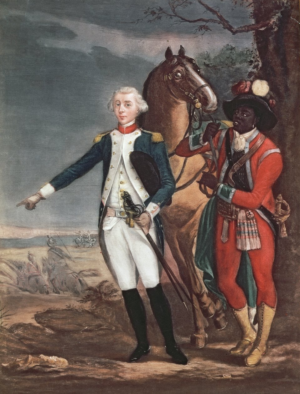Portræt af Marquis de La Fayette med en Aide-de-Camp under den amerikanske uafhængighedskrig af French School