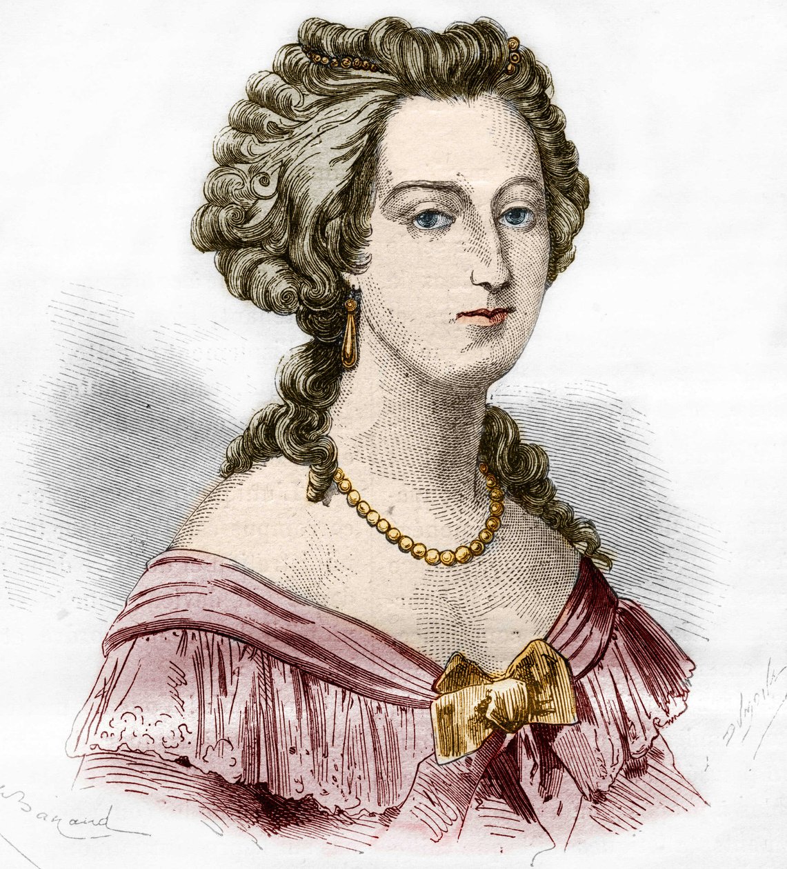 Portræt af Marquise of Boufflers Marie Francoise Catherine de Beauvau Craon (1711-1787). Indstik i "Prostitutionens og udskejelsens historie blandt alle verdens folkeslag fra oldtiden til i dag" af Dr. Th. -F. Debray. 1879. af French School