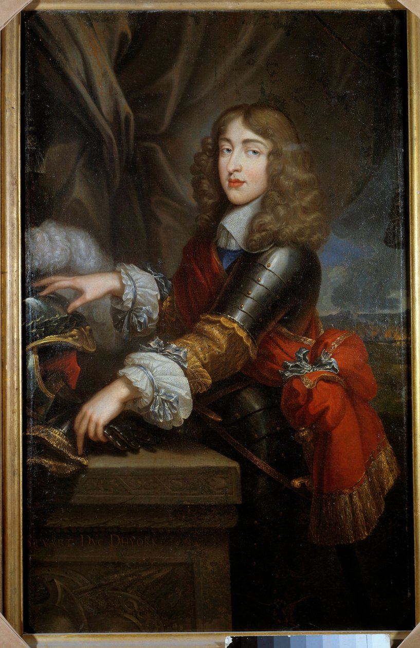Portræt af prinsen af huset Stuart tidligere James II, konge af Storbritannien og Irland (1633-1701) Maleri af den franske skole 1600-tallet. Svag. 1,45 x 0,93 m. af French School