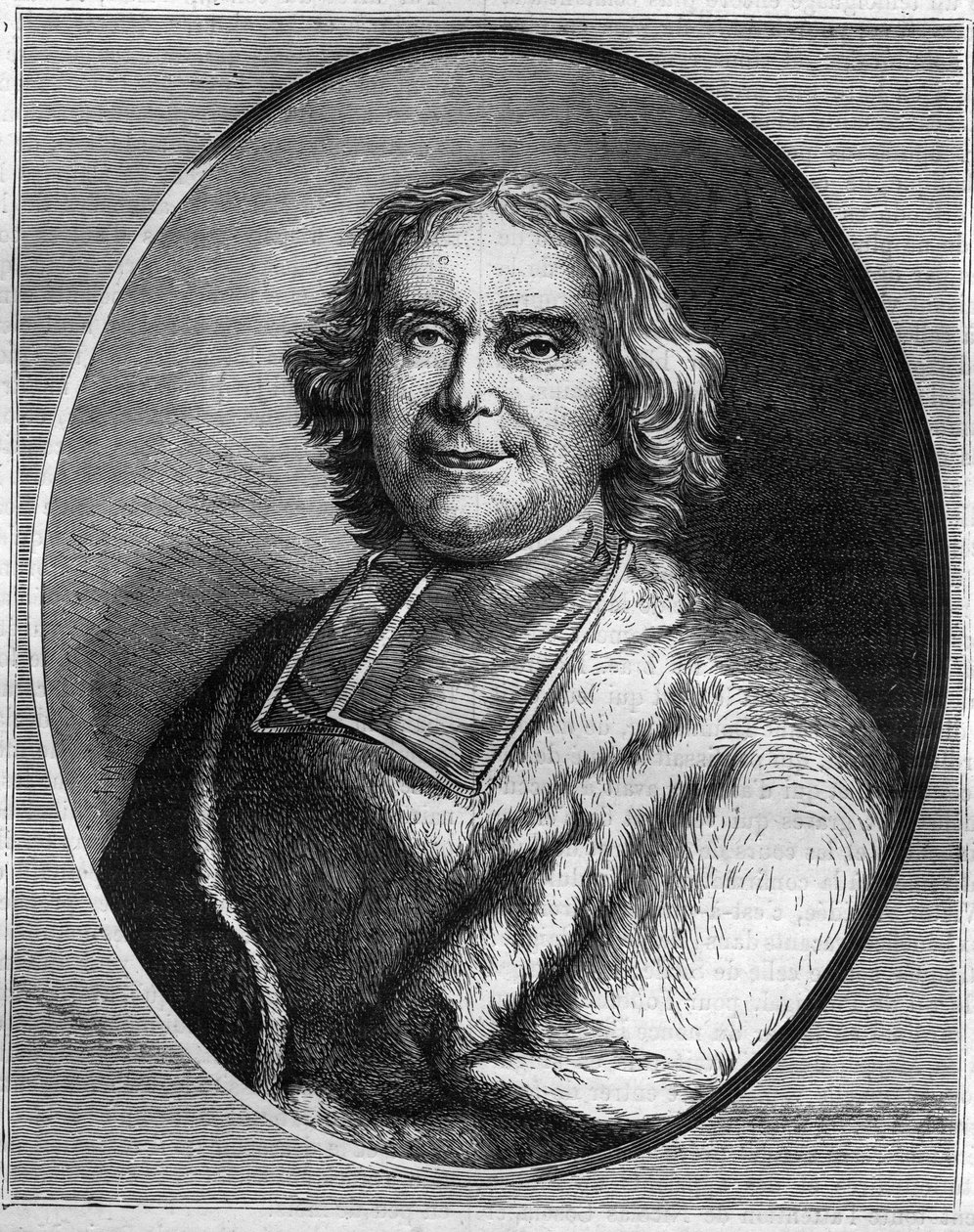 Portræt af kardinal Andre Hercule de Fleury (1653-1743), kardinal, premierminister for Ludvig XV. Indgravering i "Historien om paver-konger-dronninger og kejsere gennem århundrederne"" af Maurice Lachatre af French School