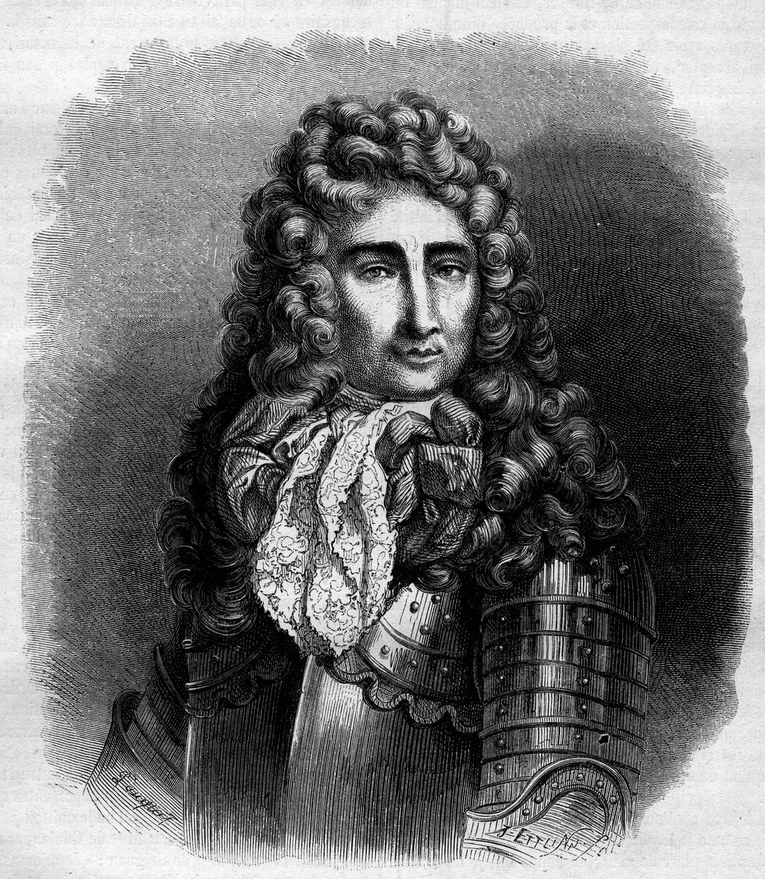 Portræt af marechal af Catinat (Nicolas de Catinat de La Fauconnerie) (1637-1712), fransk militær. Stik fra 1868 efter Lejet. af French School