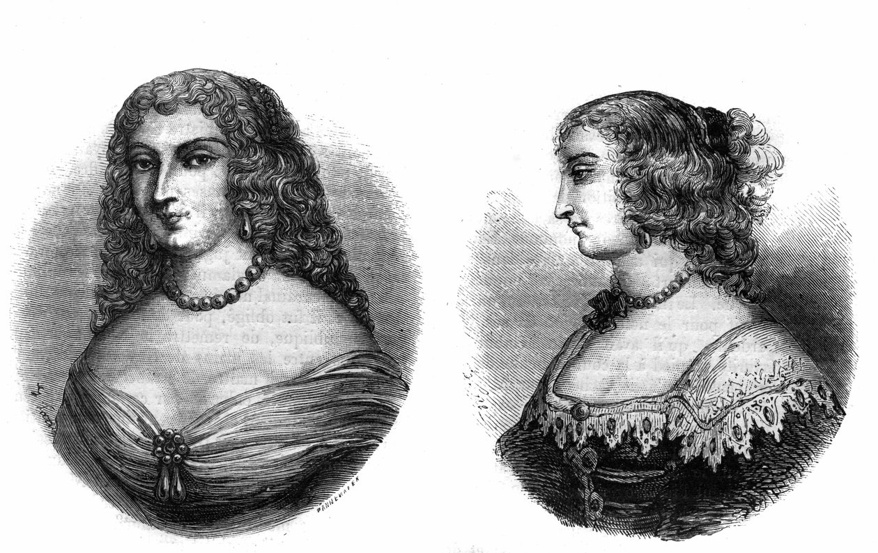 Portrætter af "Mademoiselle de la Fayette (Louise de La Fayette 1618-1665) og Mademoiselle de Hautefort (Marie de Hautefort) af French School