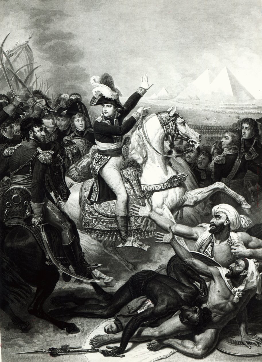 Fremstilling af Napoleon som den erobrende helt i Egypten af French School