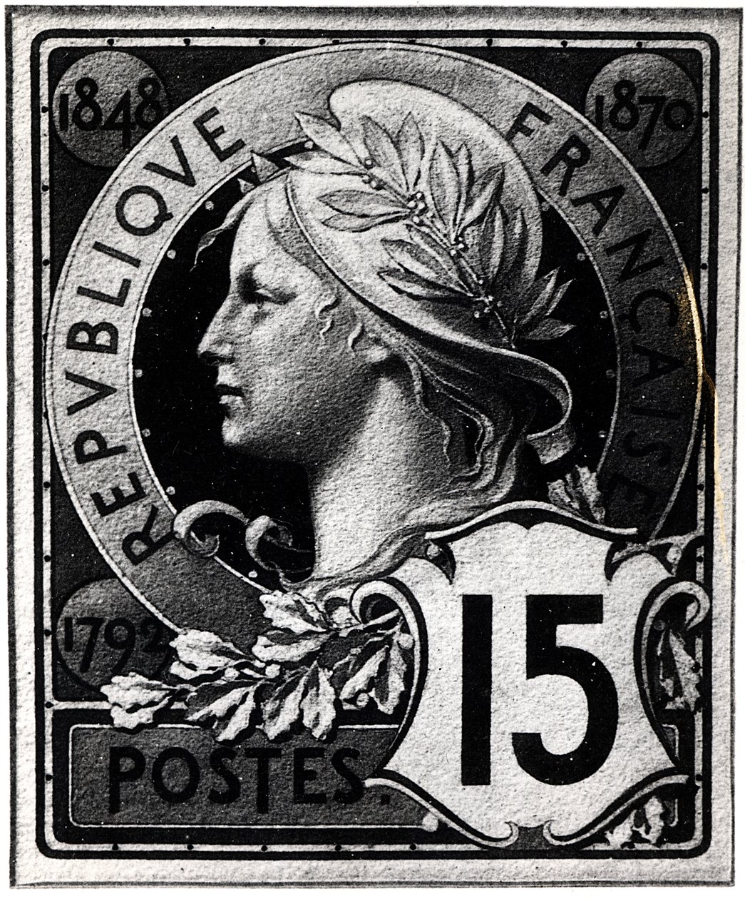 Frimærke forestillende Marianne, den franske republiks officielle repræsentation, ca. 1893 af French School