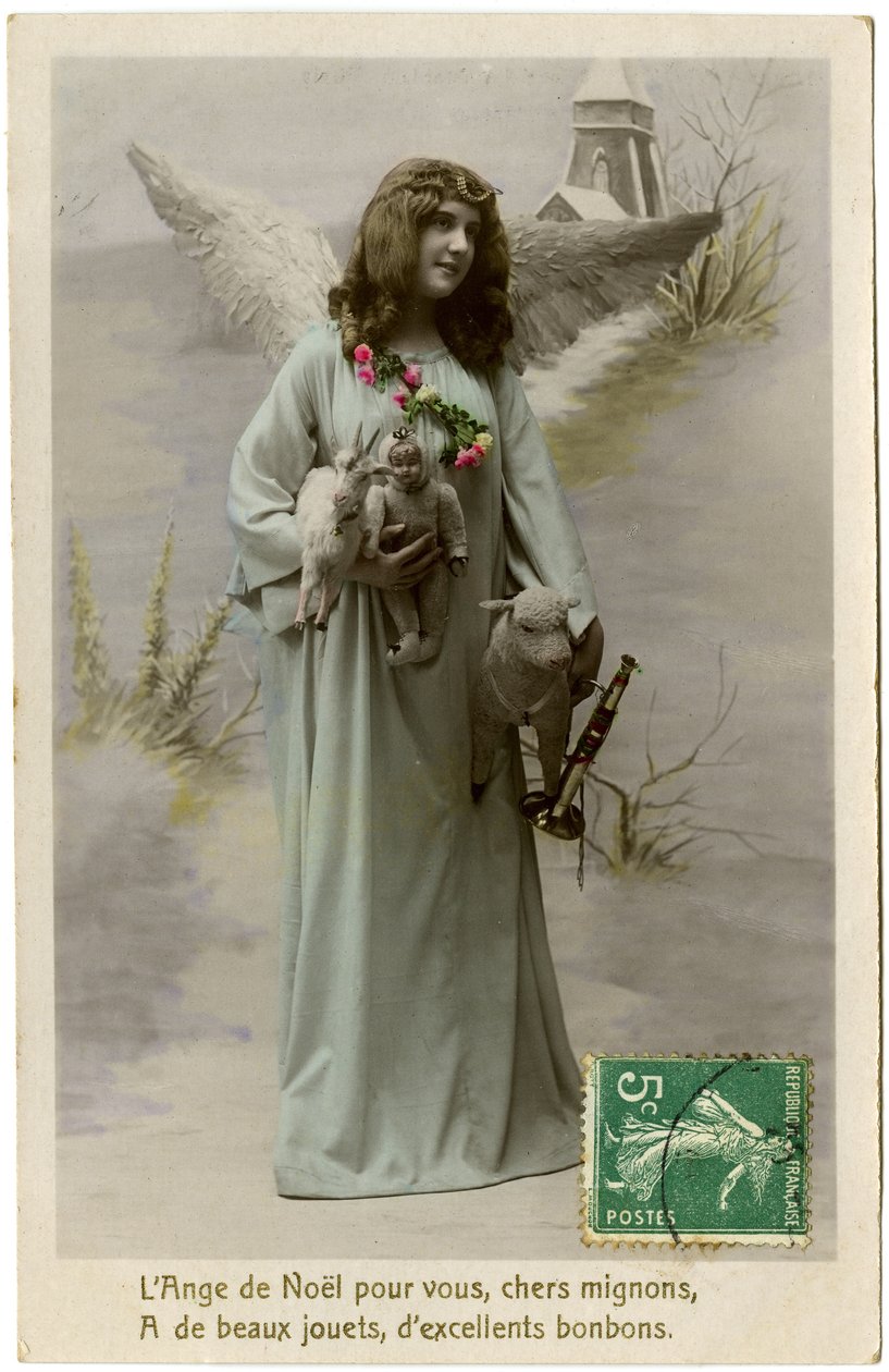 Postcard: The Christmas angel for you, dear cute, has beautiful toys, excellent sweetsdani af French School