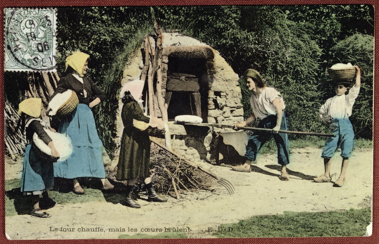 Postkort med en fællesovn, 1906 af French School