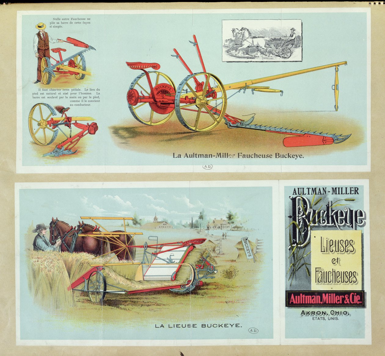 Plakatreklame Aultman-Miller Buckeye Binders and Reapers, slutningen af 1800-tallet af French School