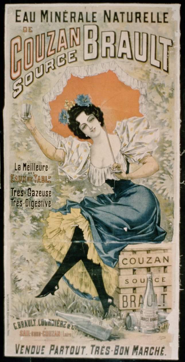 Plakat reklame Brault Natural Mineral Water fra Couzan af French School