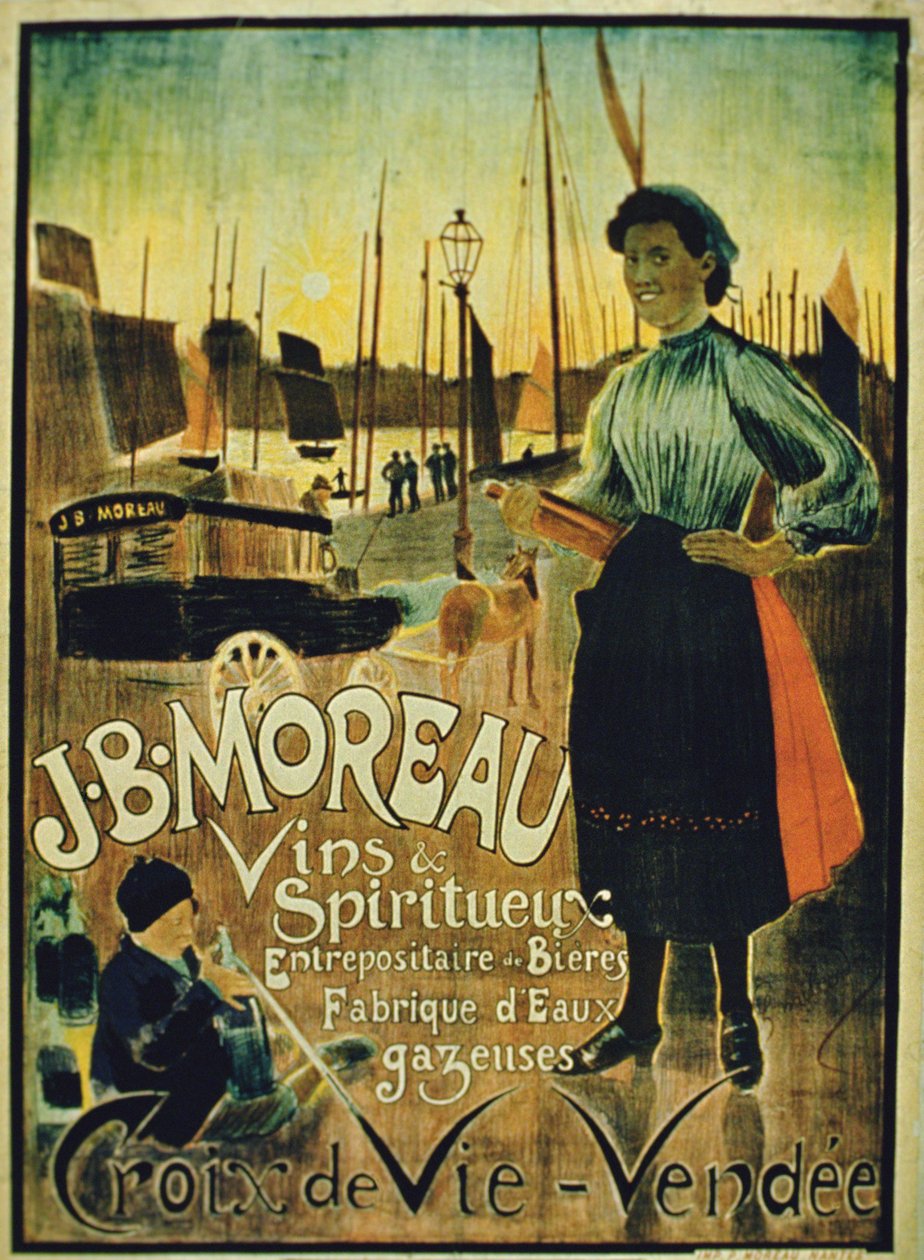 Plakat reklame Croix de Vie, lavet af J.B. Moreau, Vendee af French School