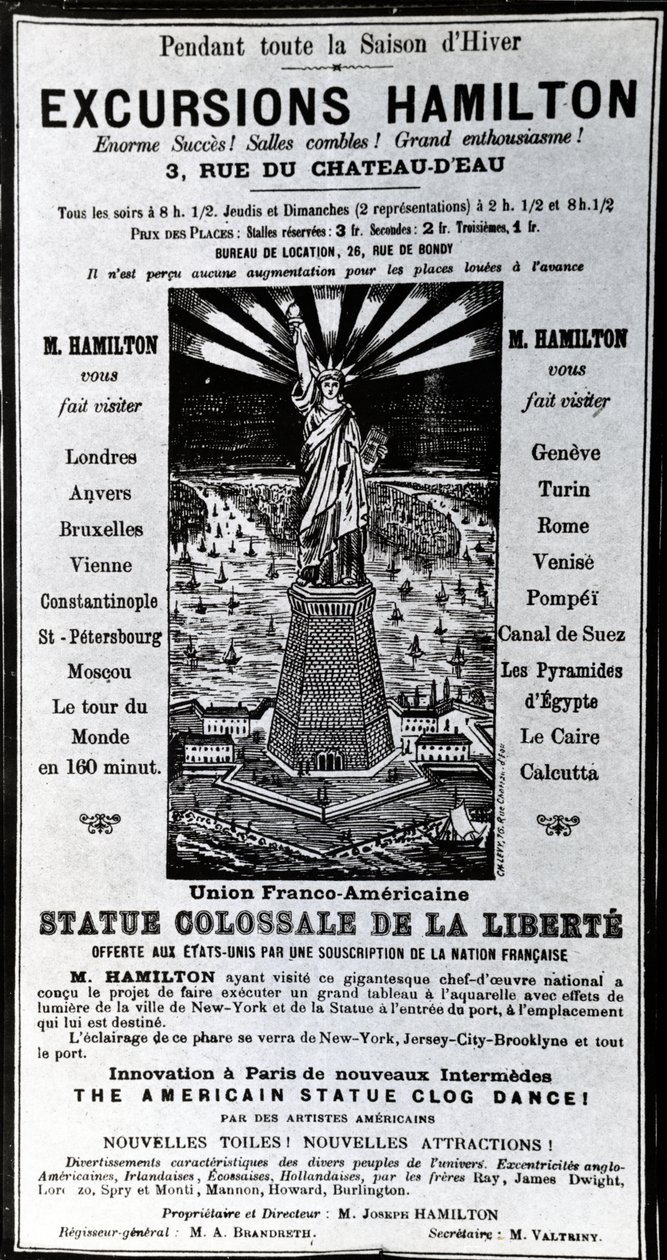 Plakat reklame udflugter Hamilton, ca. 1890 af French School