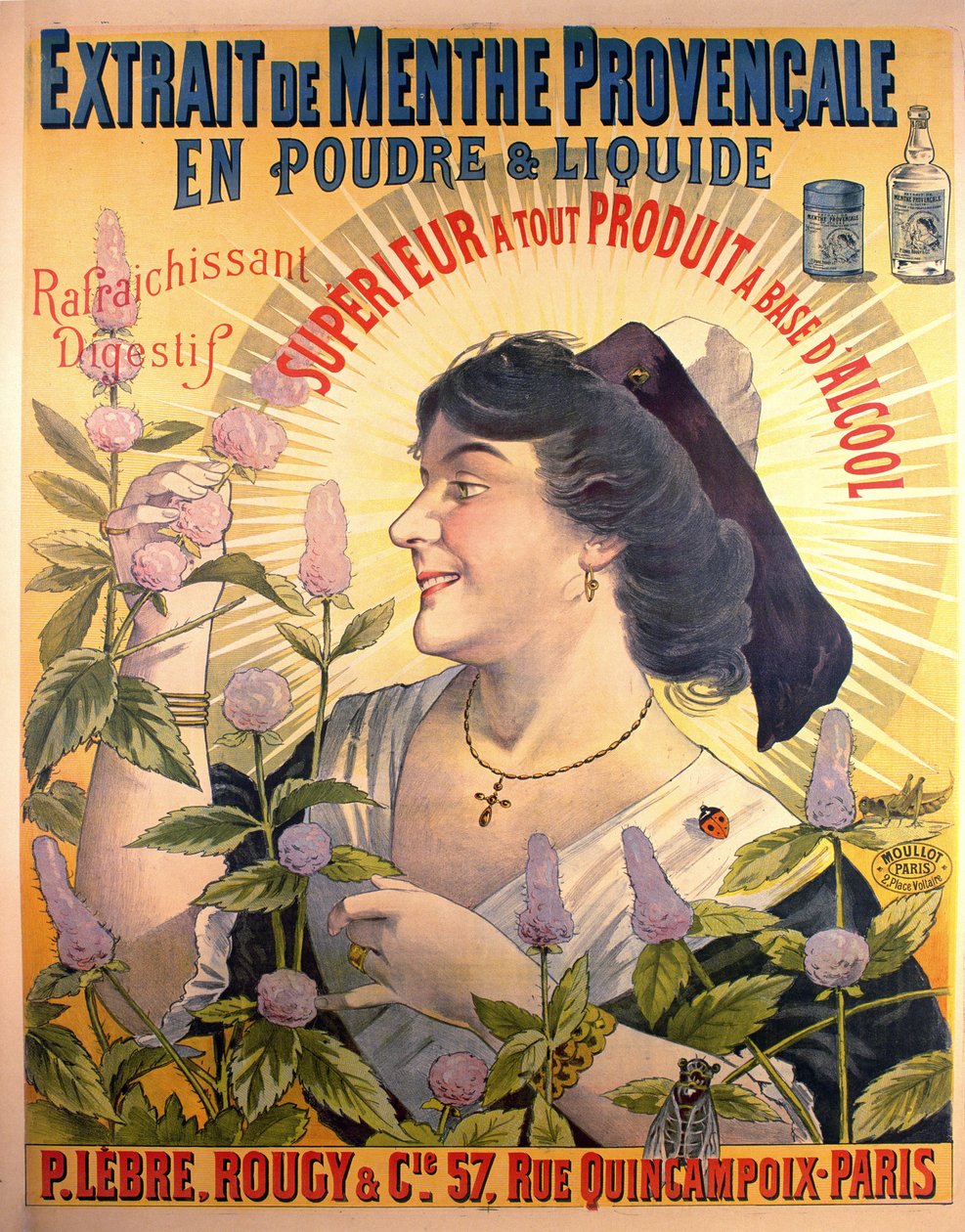 Plakatreklame Extrait de Menthe Provencale French Digestive af French School