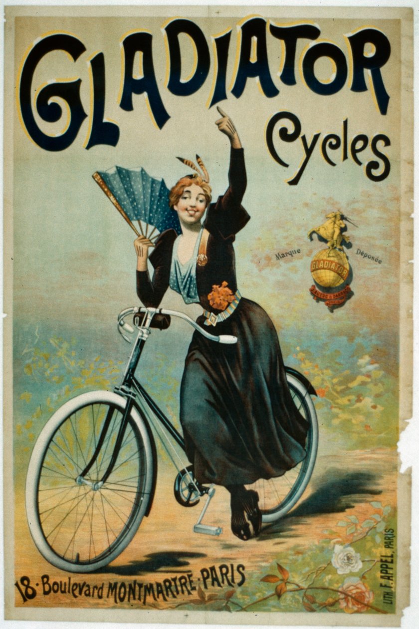 Plakatannoncering Gladiator Cycles, Boulevard Montmartre, Paris af French School
