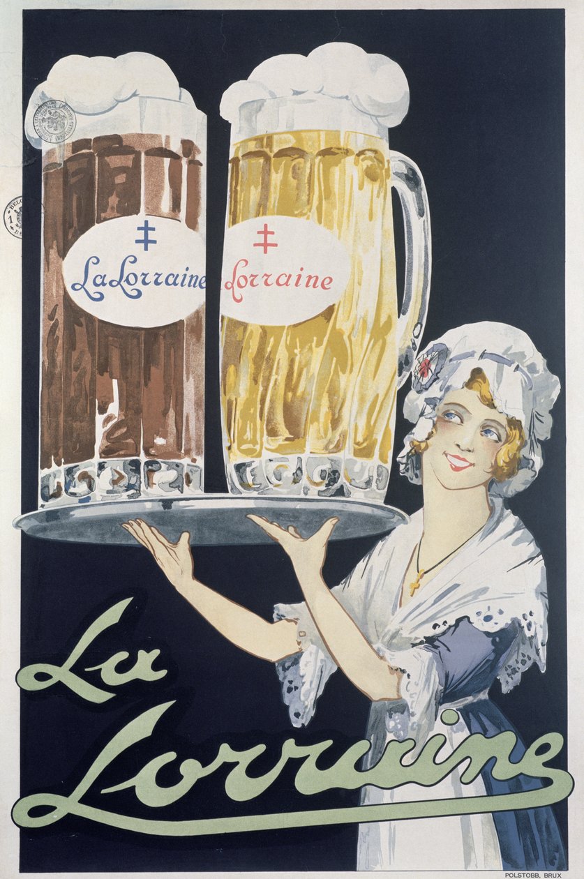Plakat reklame La Lorraine øl af French School