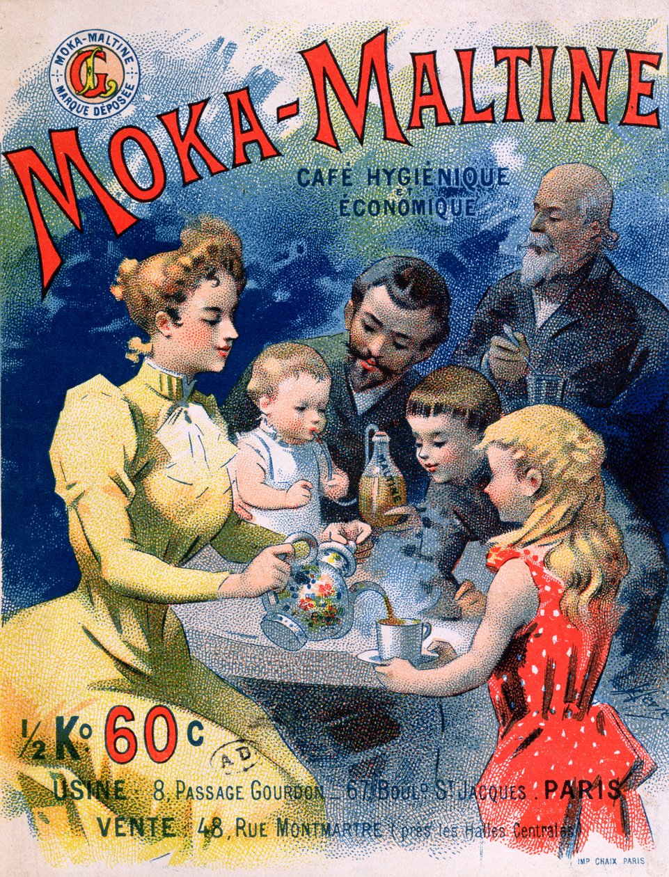 Plakat reklame Moka-Maltine kaffe, ca. 1900 af French School