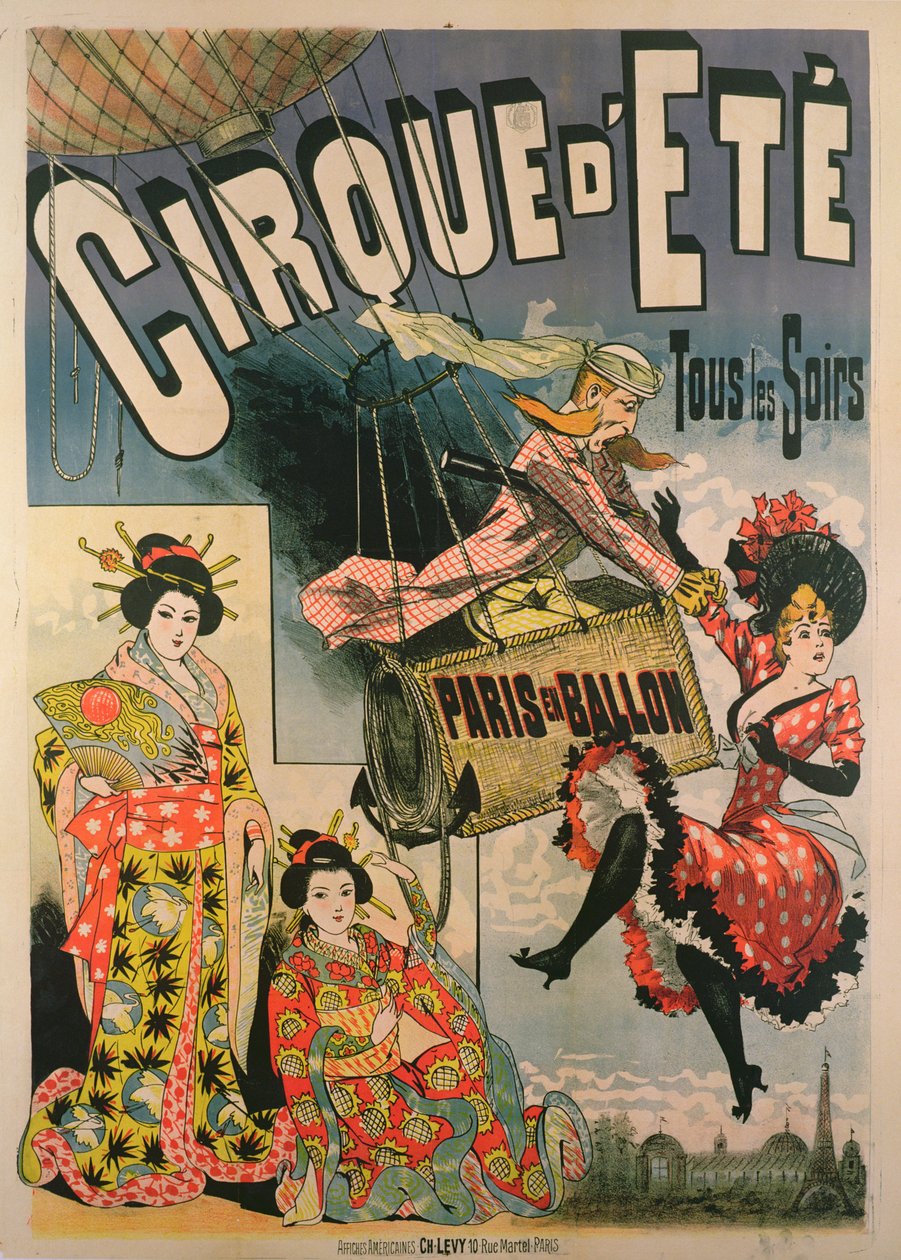 Plakat, der reklamerer for Paris en Ballon på Cirque d