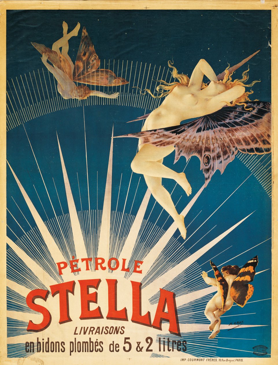 Plakat, der reklamerer for Stella benzin, 1897 af French School