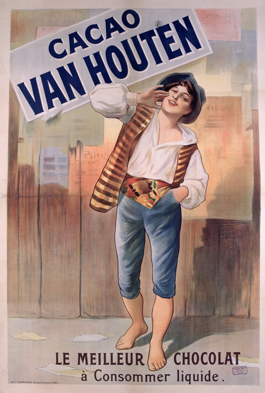 Plakat reklame Van Houten kakao af French School