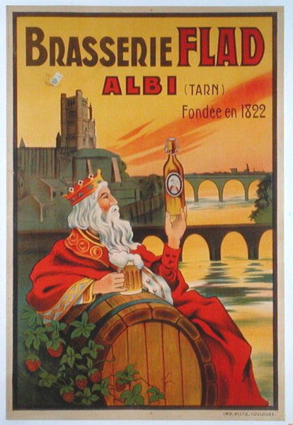 Plakat, der reklamerer for Brasserie Flad i Albi af French School