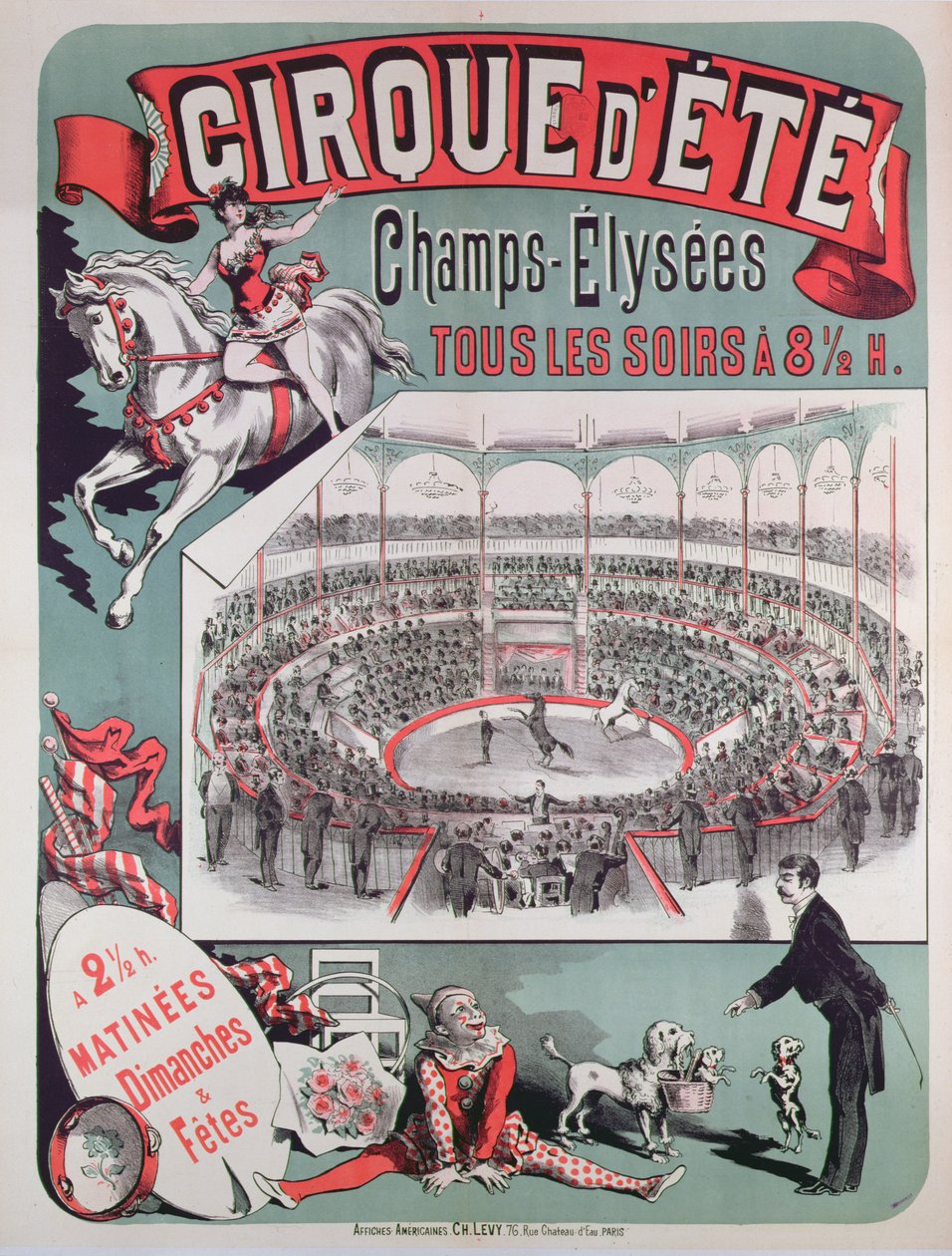 Plakat, der reklamerer for Cirque dEte, ca. 1880 af French School