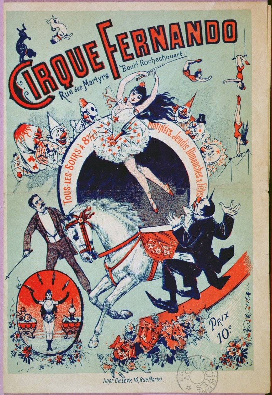 Plakat, der reklamerer for Fernando Circus, Paris af French School