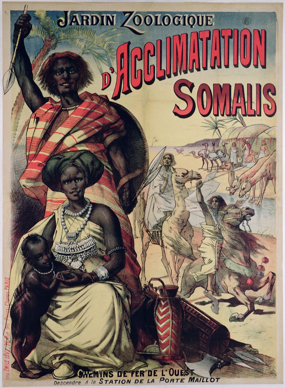 Plakat, der reklamerer for den somaliske park ved Jardin Zoologique, Paris af French School