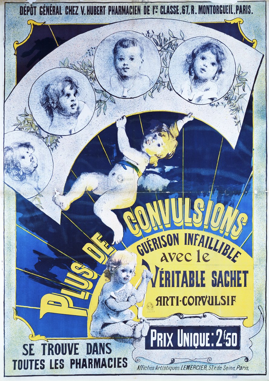 Plakat, der reklamerer for Veritable Sachets Anti-Convulsif af French School