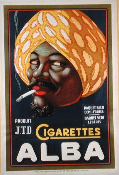 Plakat, der reklamerer for cigaretmærket Alba (farve litho) af French School