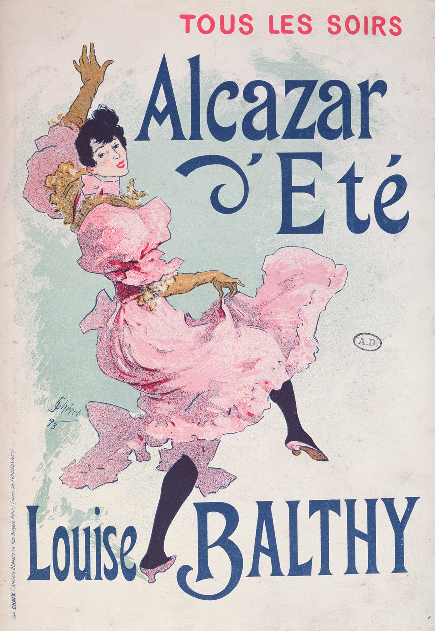 Plakat for Alcazar dEté, med Louise Balthy i hovedrollen, 1893 af French School