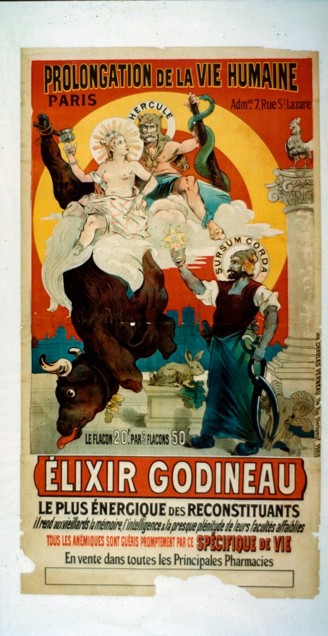 Plakat for Elixir Godineau, ca. 1900 af French School