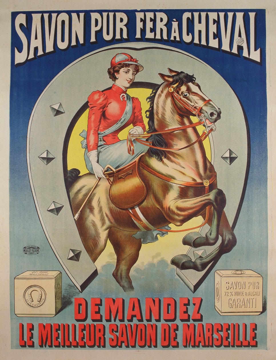 Plakat for Le Fer en cheval sæbe af French School