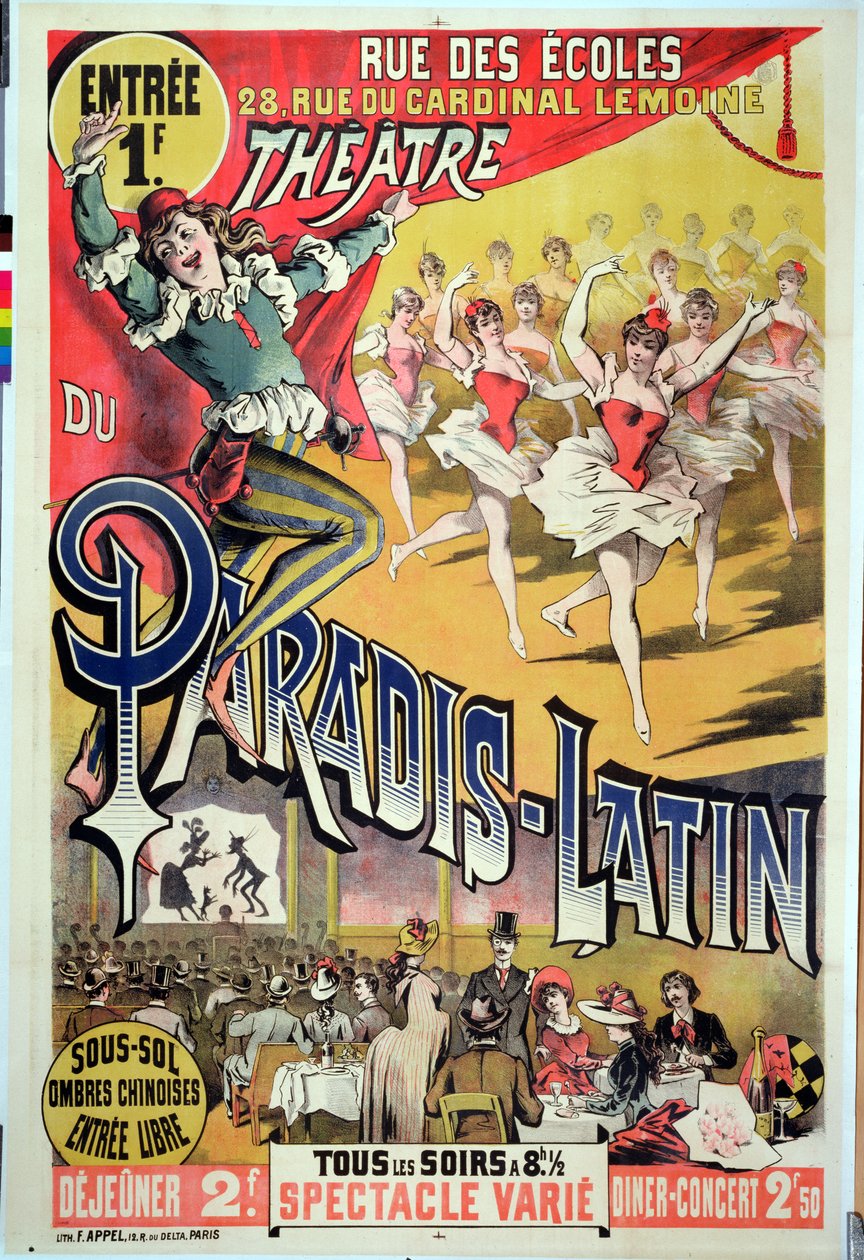 Plakat for Theatre du Paradis Latin, ca. 1880-90 af French School