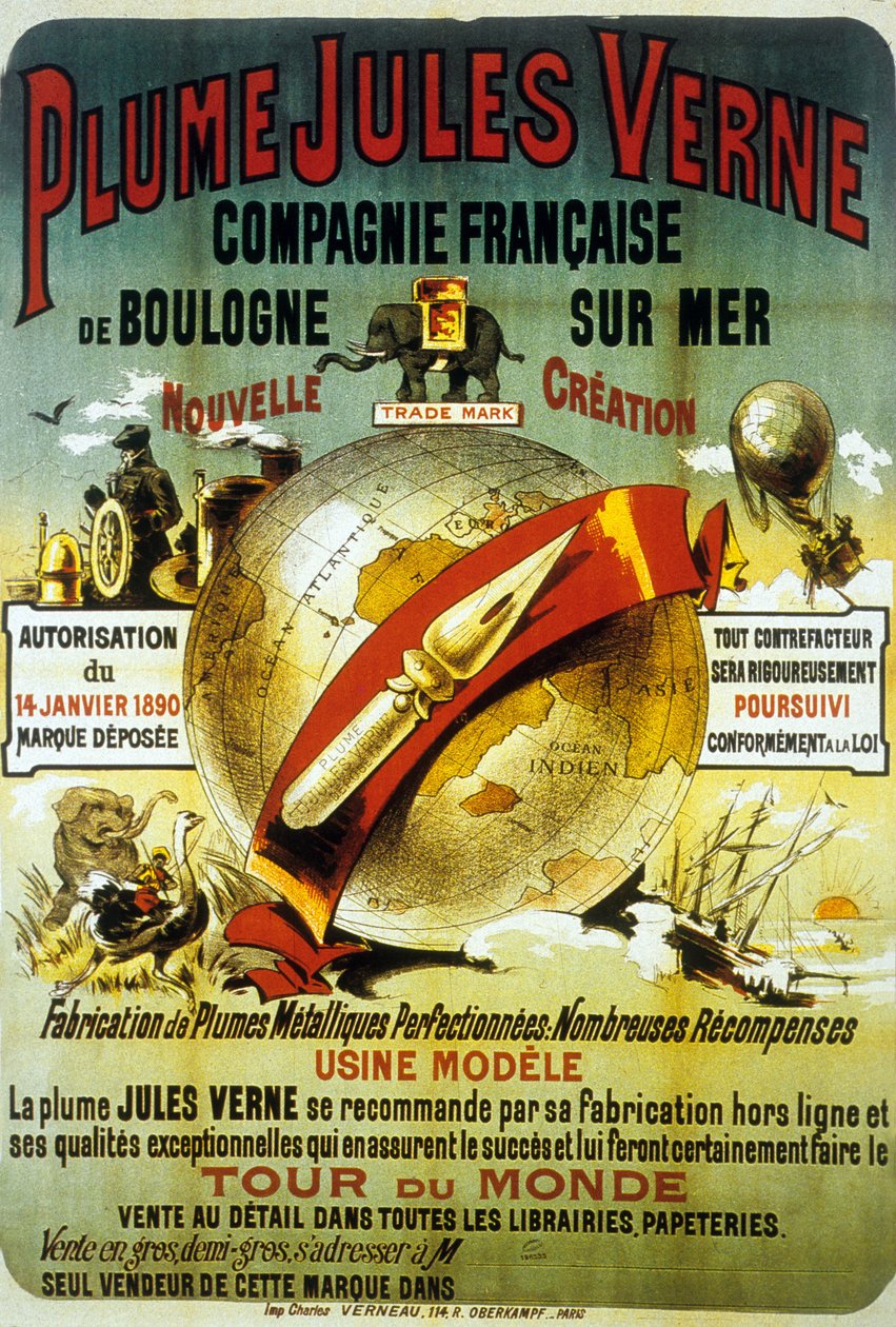 Plakat til promovering af PLume af Jules Verne (plakat) af French School