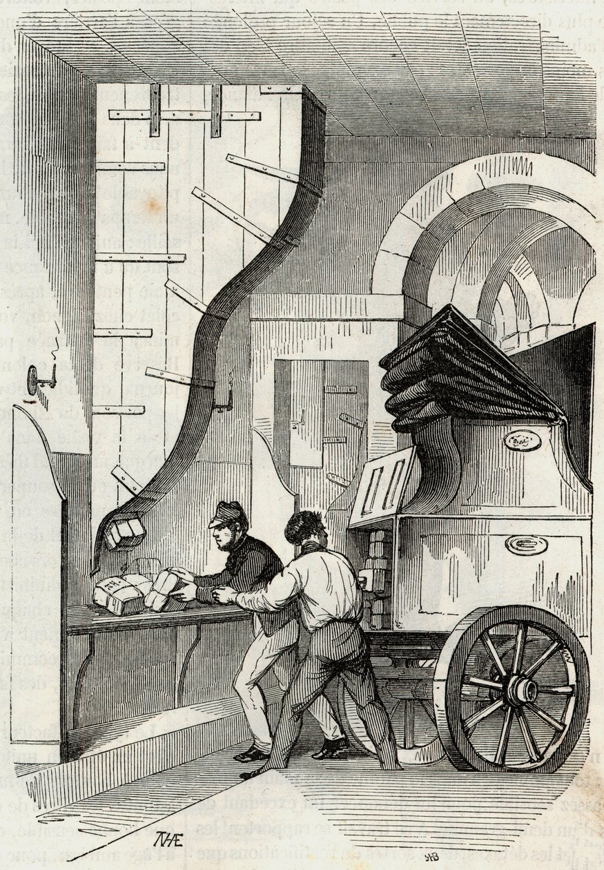 Indlæg: indlæsning af bagagerumsstolpen - Indgravering i "Tableau-de-Paris" af Edmond Texier 1852 af French School