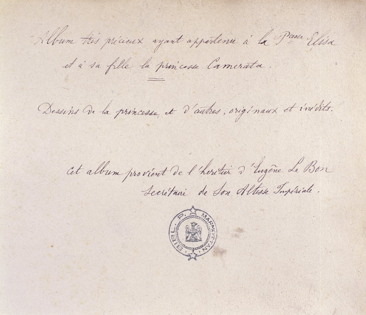 Kostbart album, som tilhørte prinsesse Elisa og hendes datter Camerata (blæk på papir) af French School