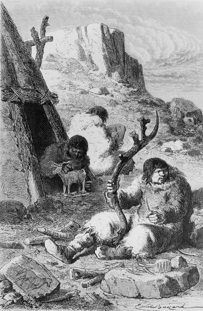 Forhistoriske kunstnere, fra LHomme Primitif af Louis Figuier, udgivet Hachette, 1870 af French School